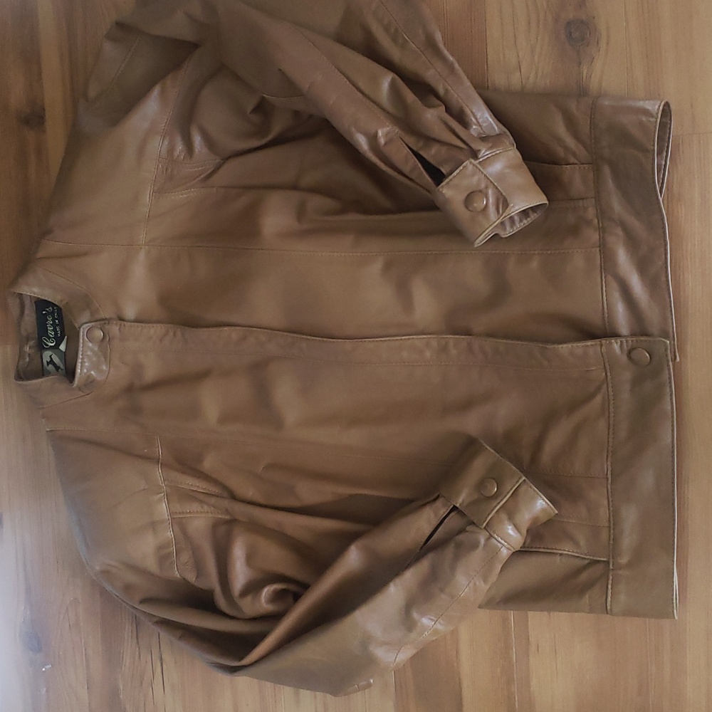 Leather Jacket made in Chile South America.  Caramel Brown.  Medium